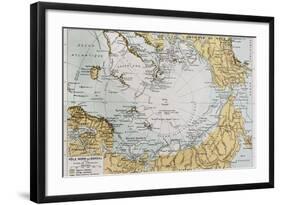 Arctic Old Map. By Paul Vidal De Lablache, Atlas Classique, Librerie Colin, Paris, 1894-marzolino-Framed Art Print