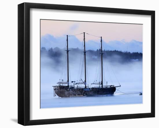 Arctic Sea Smoke Drifts by Raw Faith, an 88-Foot Galleon, on a Minus-12 Degree F Morning-null-Framed Photographic Print