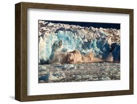 Arctic, Svalbard. 20M High Turquoise Glacier Calving into the Sea-David Slater-Framed Photographic Print