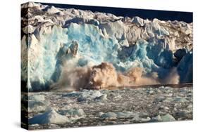 Arctic, Svalbard. 20M High Turquoise Glacier Calving into the Sea-David Slater-Stretched Canvas