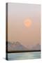 Arctic, Svalbard, Longsfjorden. Moonrise Rises Through Dust at Midnight-David Slater-Stretched Canvas