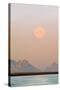 Arctic, Svalbard, Longsfjorden. Moonrise Rises Through Dust at Midnight-David Slater-Stretched Canvas