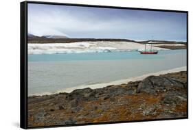 Arctic, Svalbard, Wilhelmoya. a Schooner Anchors in a Remote Fjord on the East Coast of Spitsbergen-David Slater-Framed Stretched Canvas