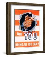 Are You Doing All You Can? World War II Poster-null-Framed Giclee Print