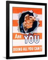 Are You Doing All You Can? World War II Poster-null-Framed Premium Giclee Print