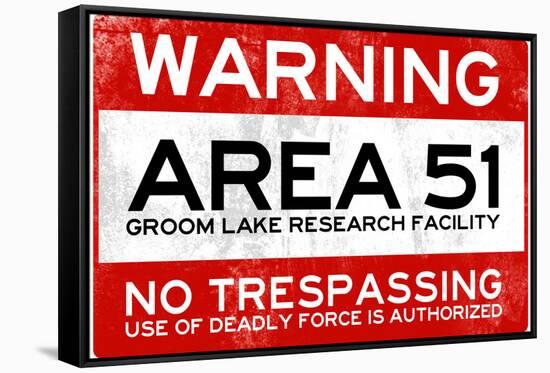 Area 51 Warning No Trespassing Sign Poster-null-Framed Stretched Canvas