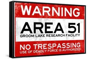 Area 51 Warning No Trespassing Sign Poster-null-Framed Stretched Canvas