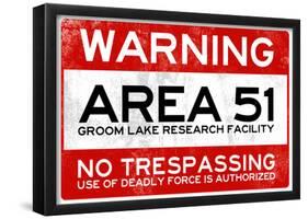 Area 51 Warning No Trespassing Sign-null-Framed Poster