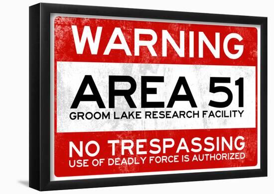 Area 51 Warning No Trespassing Sign-null-Framed Poster