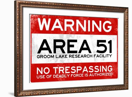 Area 51 Warning No Trespassing-null-Framed Art Print