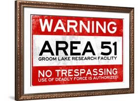 Area 51 Warning No Trespassing-null-Framed Art Print