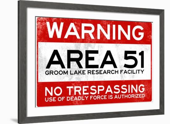 Area 51 Warning No Trespassing-null-Framed Art Print