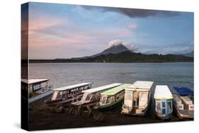 Arenal Volcano and Arenal Lake at sunset, near La Fortuna, Alajuela Province, Costa Rica-Matthew Williams-Ellis-Stretched Canvas