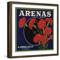 Arenas Brand - Los Angeles, California - Citrus Crate Label-Lantern Press-Framed Art Print