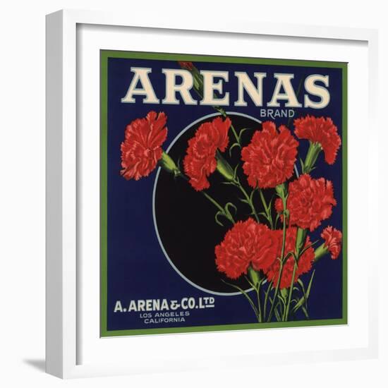 Arenas Brand - Los Angeles, California - Citrus Crate Label-Lantern Press-Framed Art Print