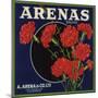 Arenas Brand - Los Angeles, California - Citrus Crate Label-Lantern Press-Mounted Art Print