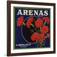 Arenas Brand - Los Angeles, California - Citrus Crate Label-Lantern Press-Framed Art Print