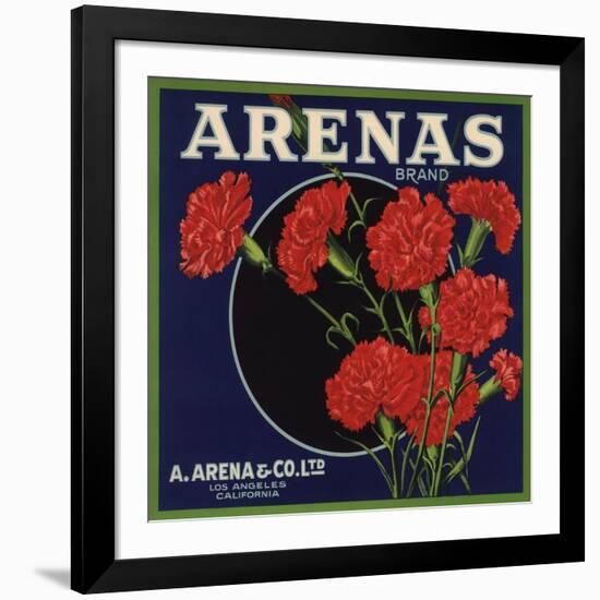 Arenas Brand - Los Angeles, California - Citrus Crate Label-Lantern Press-Framed Art Print