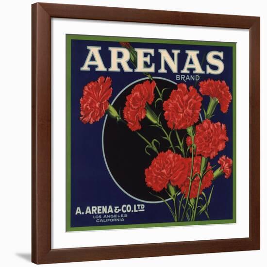 Arenas Brand - Los Angeles, California - Citrus Crate Label-Lantern Press-Framed Art Print