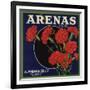 Arenas Brand - Los Angeles, California - Citrus Crate Label-Lantern Press-Framed Art Print