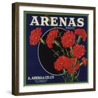 Arenas Brand - Los Angeles, California - Citrus Crate Label-Lantern Press-Framed Premium Giclee Print