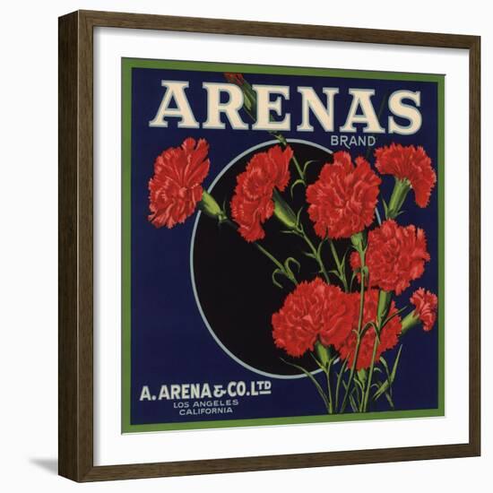 Arenas Brand - Los Angeles, California - Citrus Crate Label-Lantern Press-Framed Premium Giclee Print