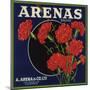 Arenas Brand - Los Angeles, California - Citrus Crate Label-Lantern Press-Mounted Premium Giclee Print