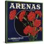 Arenas Brand - Los Angeles, California - Citrus Crate Label-Lantern Press-Stretched Canvas