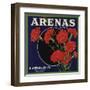 Arenas Brand - Los Angeles, California - Citrus Crate Label-Lantern Press-Framed Art Print