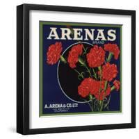 Arenas Brand - Los Angeles, California - Citrus Crate Label-Lantern Press-Framed Art Print