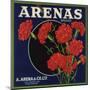 Arenas Brand - Los Angeles, California - Citrus Crate Label-Lantern Press-Mounted Art Print