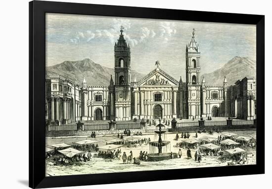 Arequipa Square and Cathedral 1869 Peru-null-Framed Giclee Print