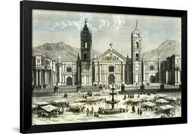 Arequipa Square and Cathedral 1869 Peru-null-Framed Giclee Print