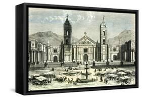 Arequipa Square and Cathedral 1869 Peru-null-Framed Stretched Canvas