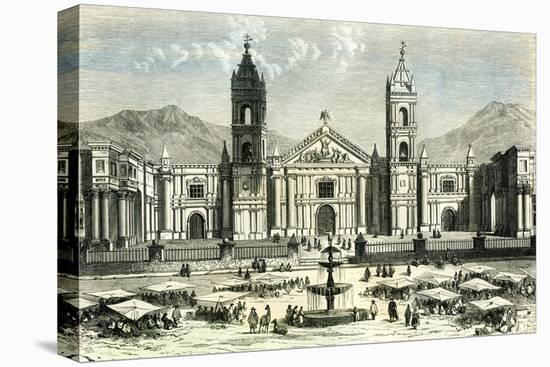 Arequipa Square and Cathedral 1869 Peru-null-Stretched Canvas