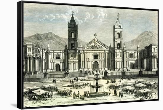 Arequipa Square and Cathedral 1869 Peru-null-Framed Stretched Canvas