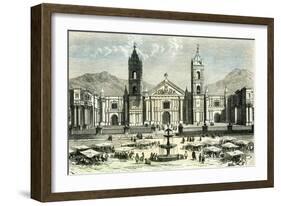 Arequipa Square and Cathedral 1869 Peru-null-Framed Giclee Print