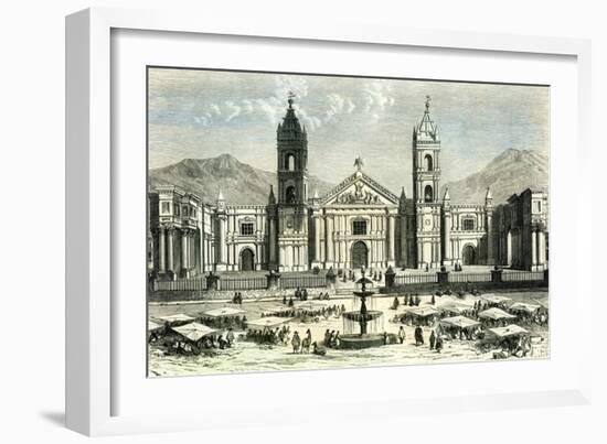 Arequipa Square and Cathedral 1869 Peru-null-Framed Giclee Print