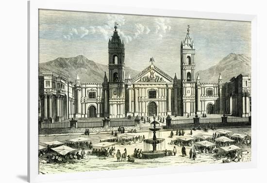 Arequipa Square and Cathedral 1869 Peru-null-Framed Giclee Print