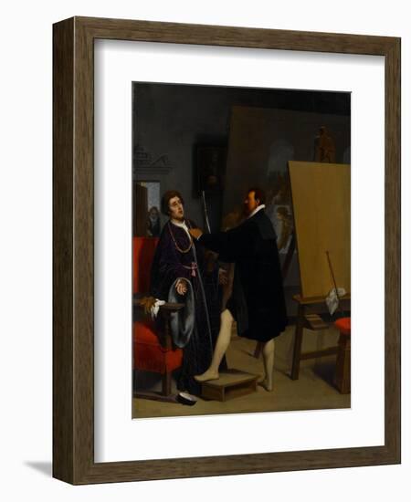 Aretino in the Studio of Tintoretto, 1848-Jean Auguste Dominique Ingres-Framed Giclee Print