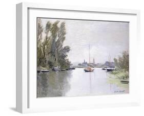 Argenteuil, view of the Small Arm of the Seine (Argenteuil, vue du Petit Bras de la Seine). 1872-Claude Monet-Framed Giclee Print