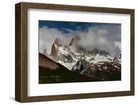 Argentina, black and white of Cerro Poincenot and Fitzroy mountains, Los Glaciares National Park-Howie Garber-Framed Photographic Print