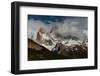 Argentina, black and white of Cerro Poincenot and Fitzroy mountains, Los Glaciares National Park-Howie Garber-Framed Photographic Print