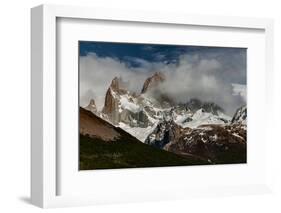 Argentina, black and white of Cerro Poincenot and Fitzroy mountains, Los Glaciares National Park-Howie Garber-Framed Photographic Print