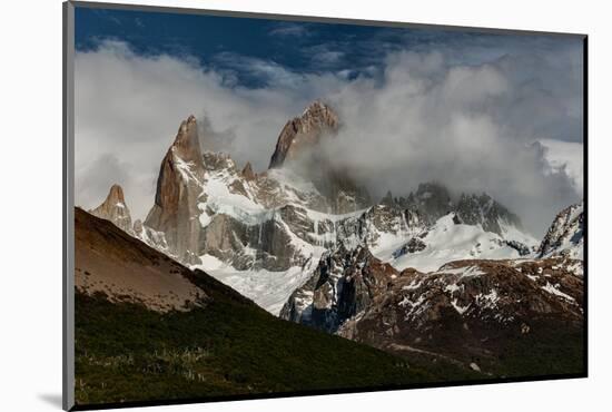 Argentina, black and white of Cerro Poincenot and Fitzroy mountains, Los Glaciares National Park-Howie Garber-Mounted Photographic Print