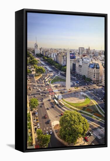 Argentina, Buenos Aires, Avenida 9 De Julio and Obelisk-Michele Falzone-Framed Stretched Canvas