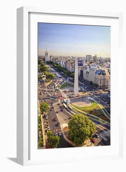 Argentina, Buenos Aires, Avenida 9 De Julio and Obelisk-Michele Falzone-Framed Photographic Print