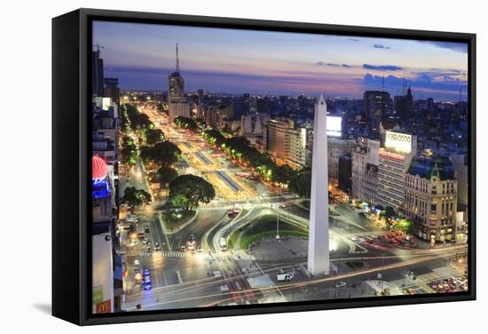 Argentina, Buenos Aires, Avenida 9 De Julio and Obelisk-Michele Falzone-Framed Stretched Canvas