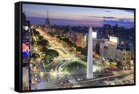 Argentina, Buenos Aires, Avenida 9 De Julio and Obelisk-Michele Falzone-Framed Stretched Canvas