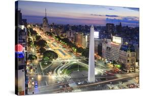 Argentina, Buenos Aires, Avenida 9 De Julio and Obelisk-Michele Falzone-Stretched Canvas